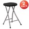 Emma and Oliver 2 Pack Foldable Stool with Plastic Seat and Powder Coated Frame
